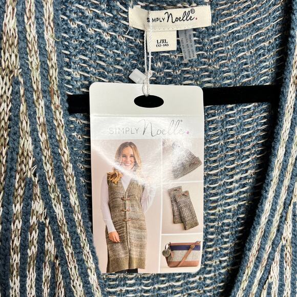 Simply Noelle Knit Sweater Vest Duster Cardigan Blue Size XL - Picture 4 of 9